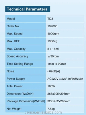 TD3 Tabletop Low Speed Centrifuge Machine for Plasma Extractor