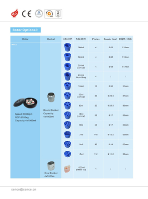 CL5R Refrigerated Centrifuge 5000rpm 4x1000ml Capacity for Blood Analysis